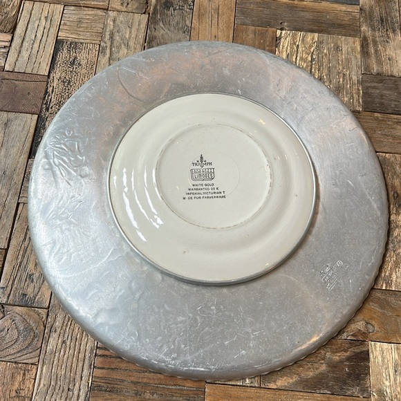 Vintage Triumph Limoges Imperial Victorian China Platter Farberware Aluminum - Picture 6 of 9